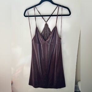 Gilligan & O'Malley Brown Chemise with Spaghetti Straps